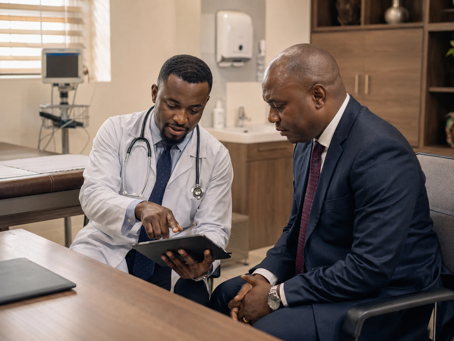 Executive health consultation during a corporate medical programme
