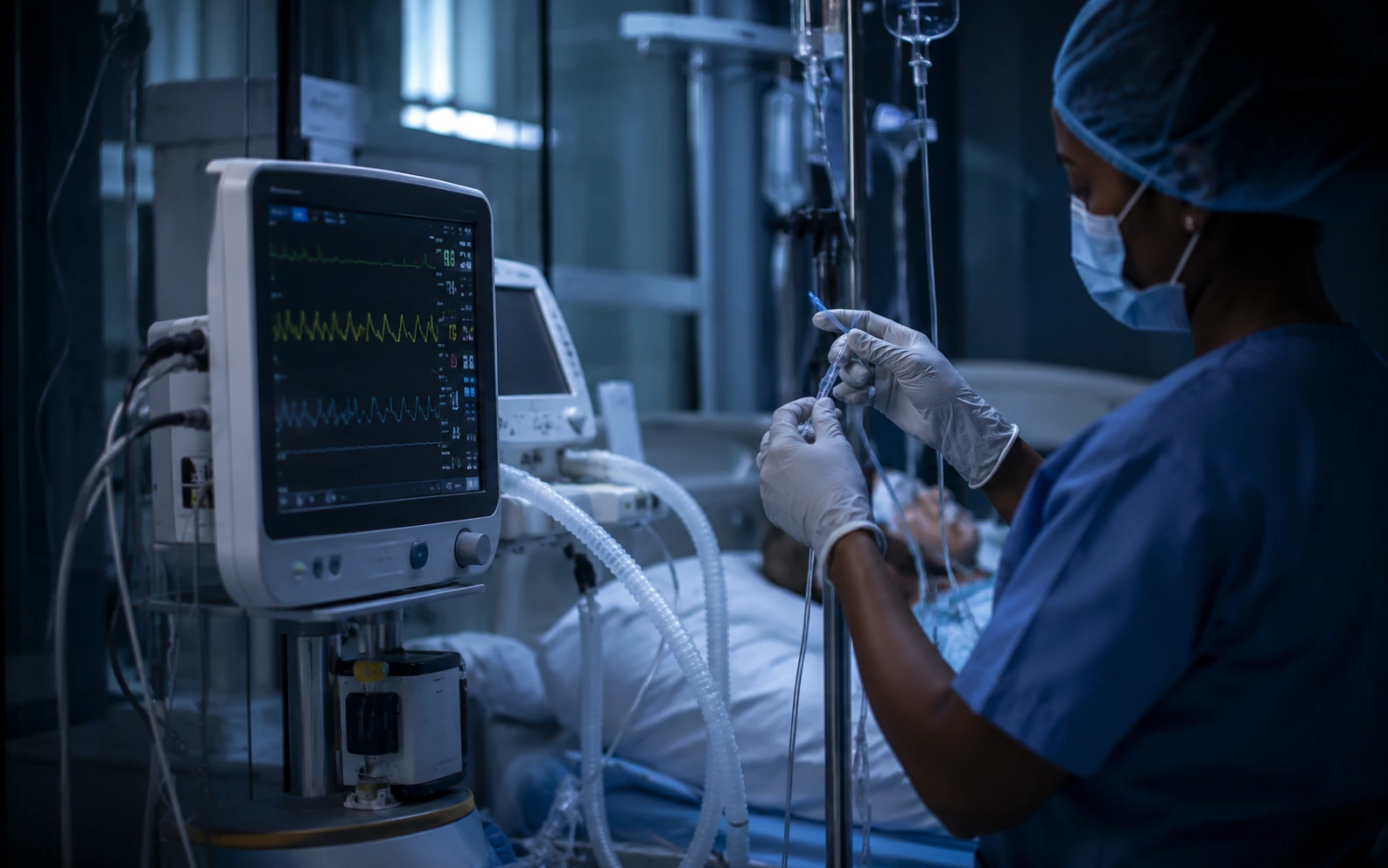 ICU monitoring equipment at the Sky High ICU and Dialysis Centre