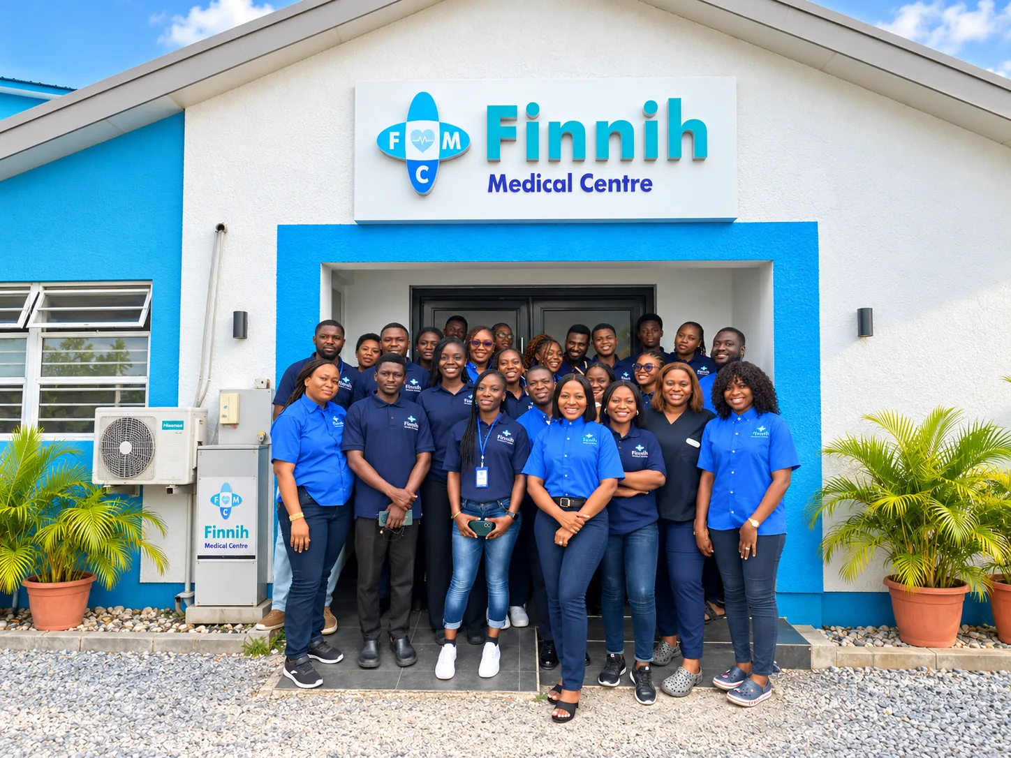 Finnih Medical Centre team outside the facility